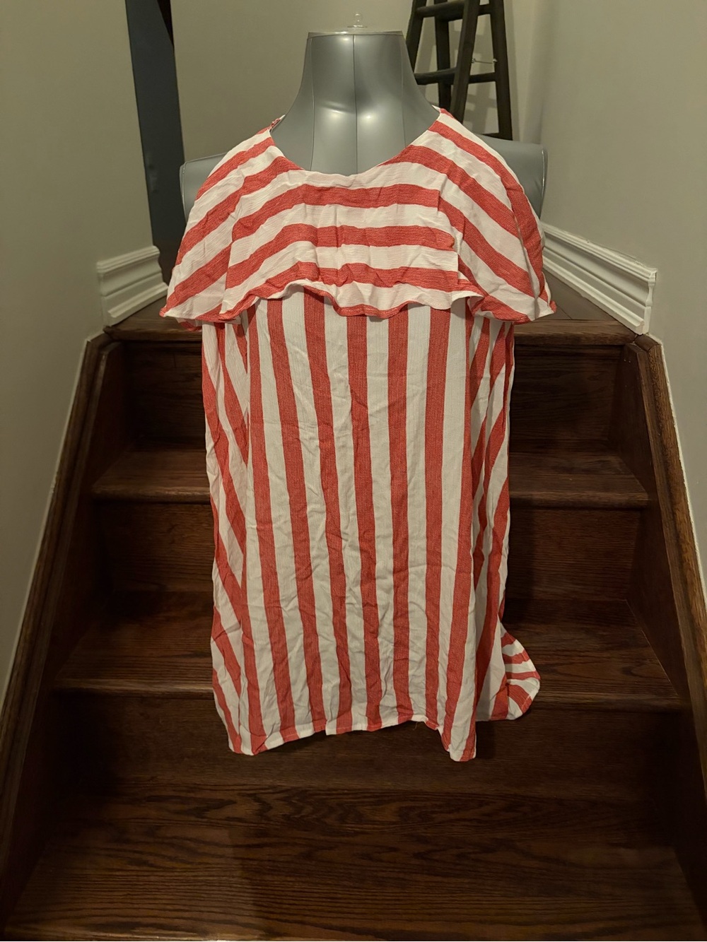 Cozy Casual Red and White Striped Mini Dress